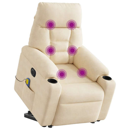 Massagestol Med Løftefunktion Mikrofiberstof Beige