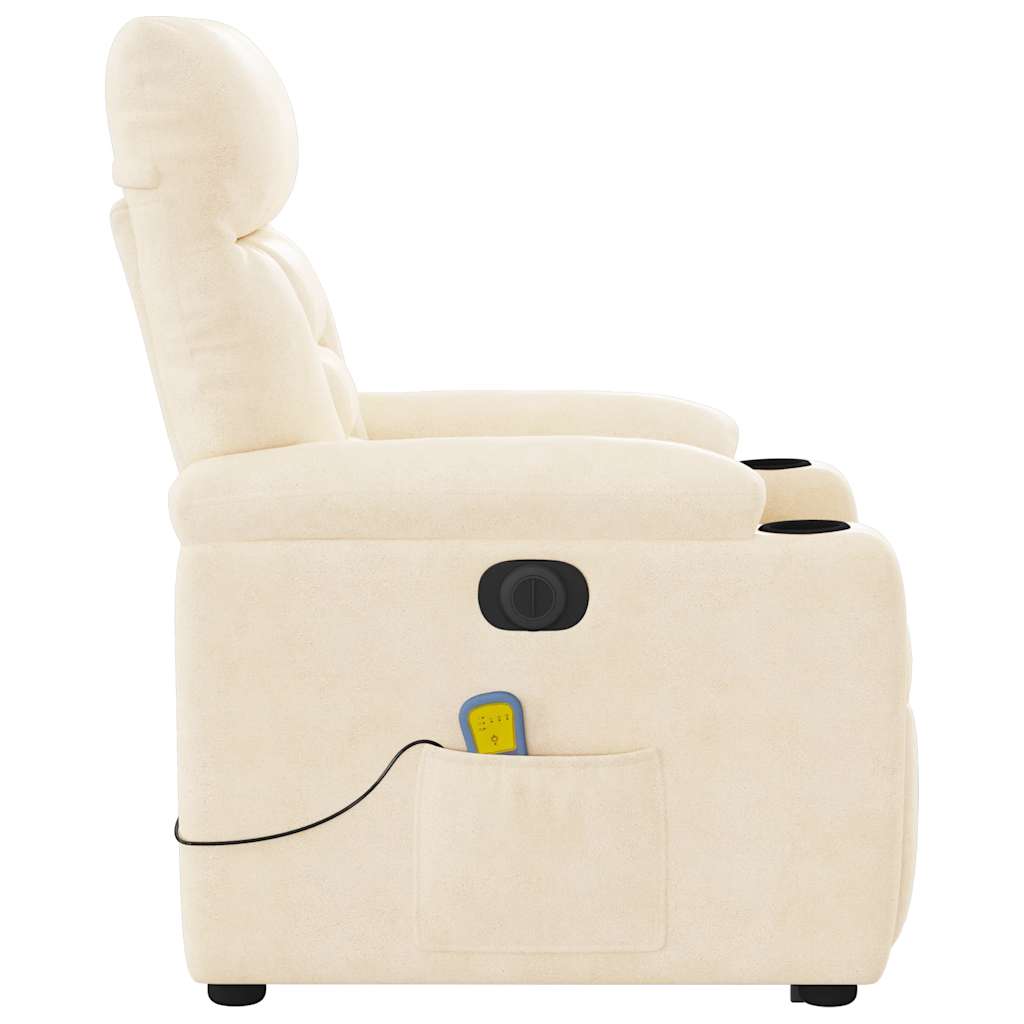Massagestol Med Løftefunktion Mikrofiberstof Beige