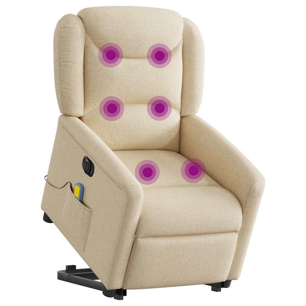 Elektrisk Massagestol Med Løftefunktion Cremefarvet - Billede 3