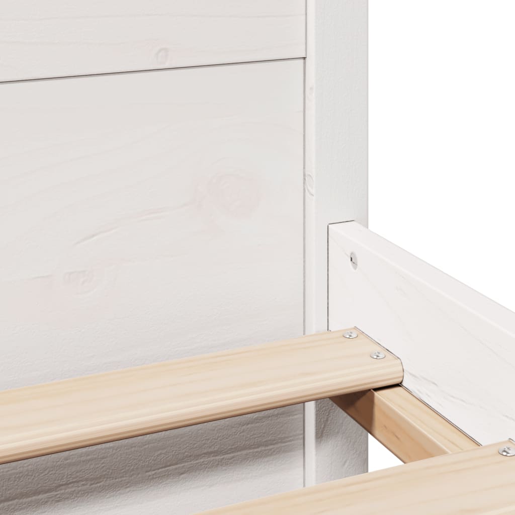 Sengeramme med Sengegavl 75x190 Cm Massivt Fyrretræ Hvid - billede 10