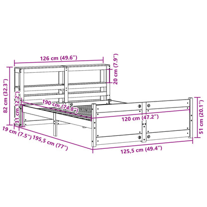 Sengeramme Med Sengegavl 120x190 Cm Massivt Fyrretræ Hvid - Billede 12