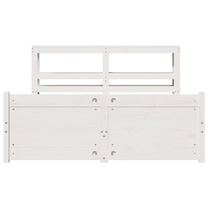 Sengeramme Med Sengegavl 120x190 Cm Massivt Fyrretræ Hvid - Billede 4
