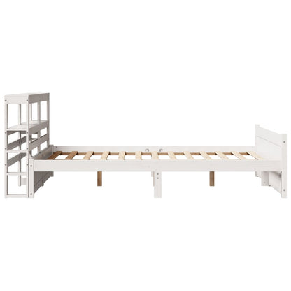 Sengeramme Med Sengegavl 120x190 Cm Massivt Fyrretræ Hvid - Billede 7