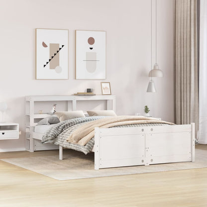 Sengeramme Med Sengegavl 120x190 Cm Massivt Fyrretræ Hvid - Hovedbillede