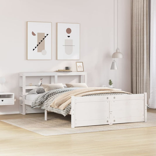 Sengeramme Med Sengegavl 120x190 Cm Massivt Fyrretræ Hvid - Hovedbillede