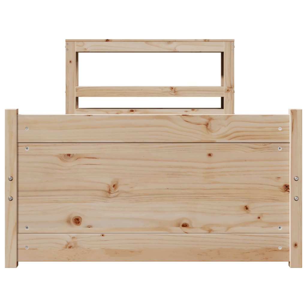 Sengeramme med Sengegavl 90x200 Cm Massivt Fyrretræ - billede 4
