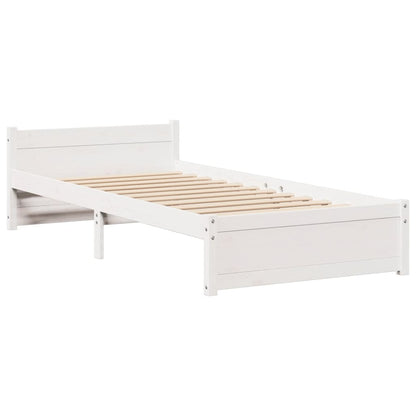Sengeramme Med Hovedgærde Uden Madras Hvid 90x200 Cm - Billede 5