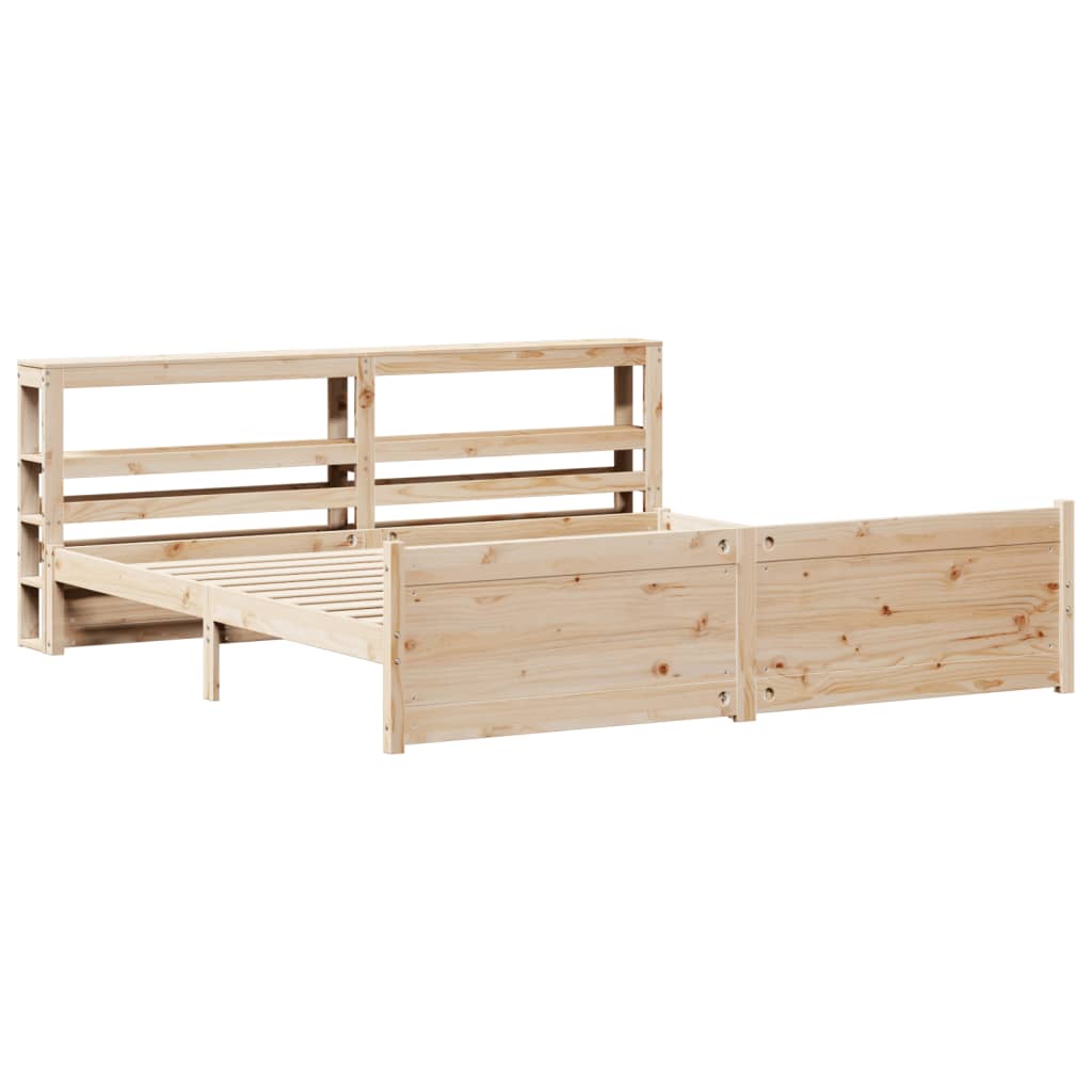 Sengeramme med Sengegavl 180x200 Cm Massivt Fyrretræ - billede 3