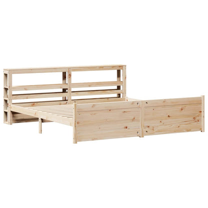 Sengeramme med Sengegavl 200x200 Cm Massivt Fyrretræ - billede 3