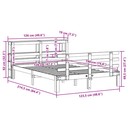 Sengeramme med Sengegavl 120x190 Cm Massivt Fyrretræ - billede 11
