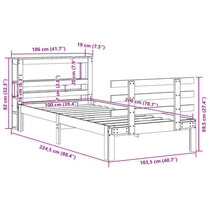 Sengeramme Med Sengegavl 100x200 Cm Massivt Fyrretræ - Billede 11