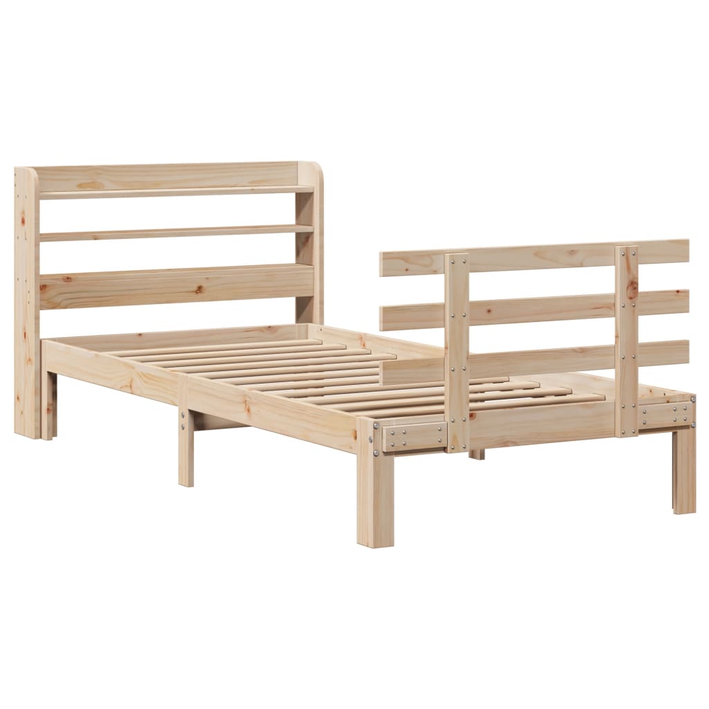 Sengeramme Med Sengegavl 75x190 Cm Massivt Fyrretræ - Billede 2