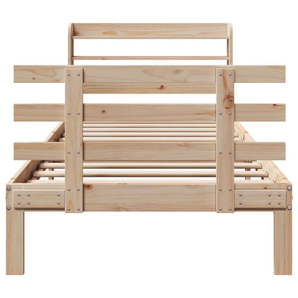 Sengeramme Med Sengegavl 75x190 Cm Massivt Fyrretræ - Billede 4