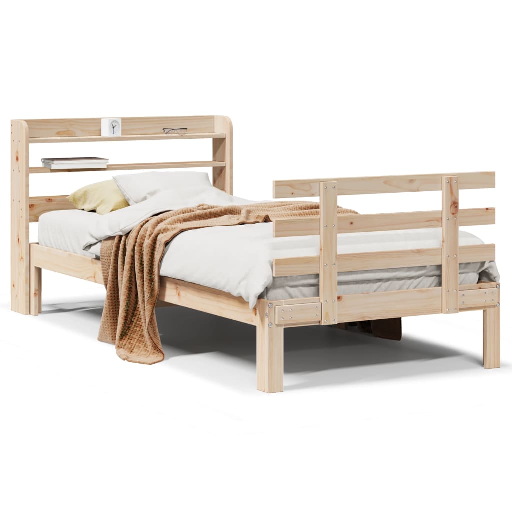 Sengeramme Med Sengegavl 75x190 Cm Massivt Fyrretræ - Hovedbillede