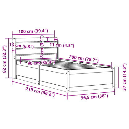 Sengeramme Med Sengegavl Massivt Fyrretræ