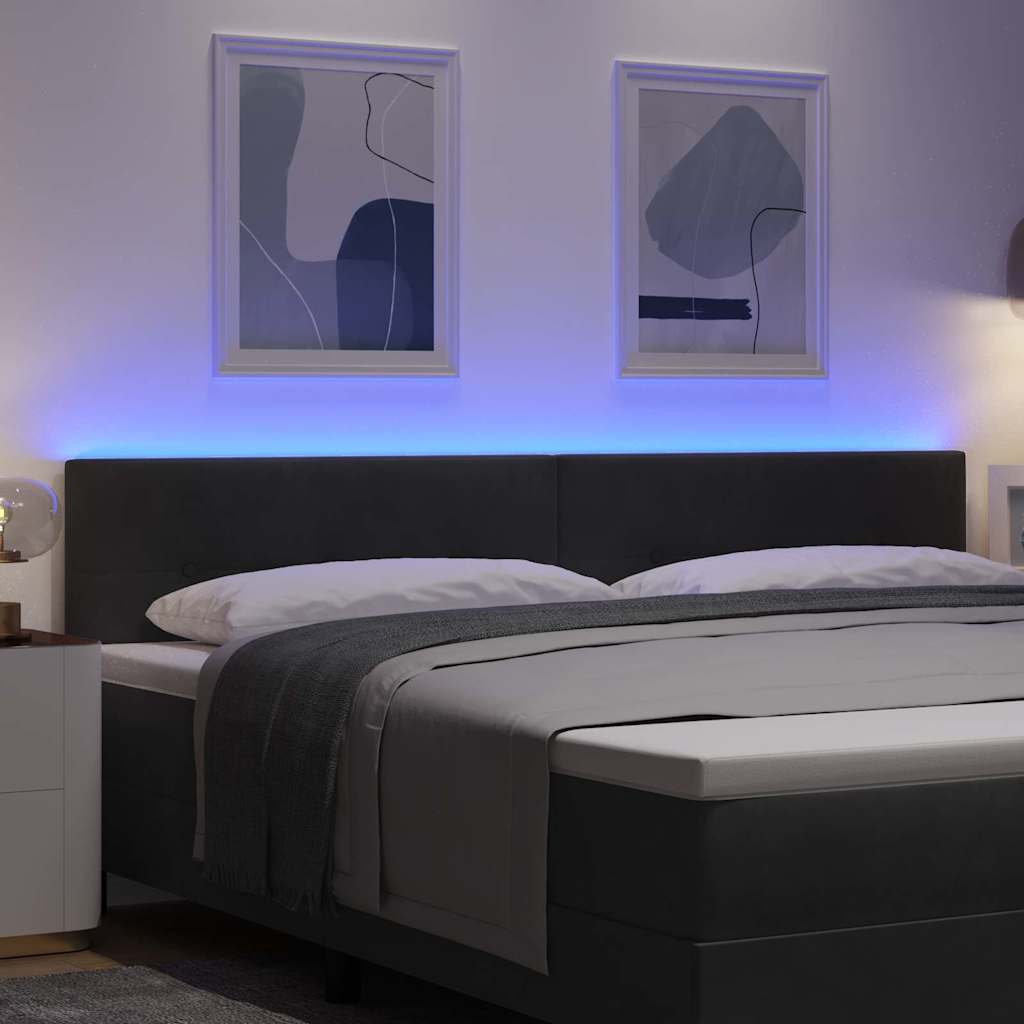 Hovedgærde Med Led -strimmellys Indstillelig Sort 100 Cm Fløjl - Billede 5