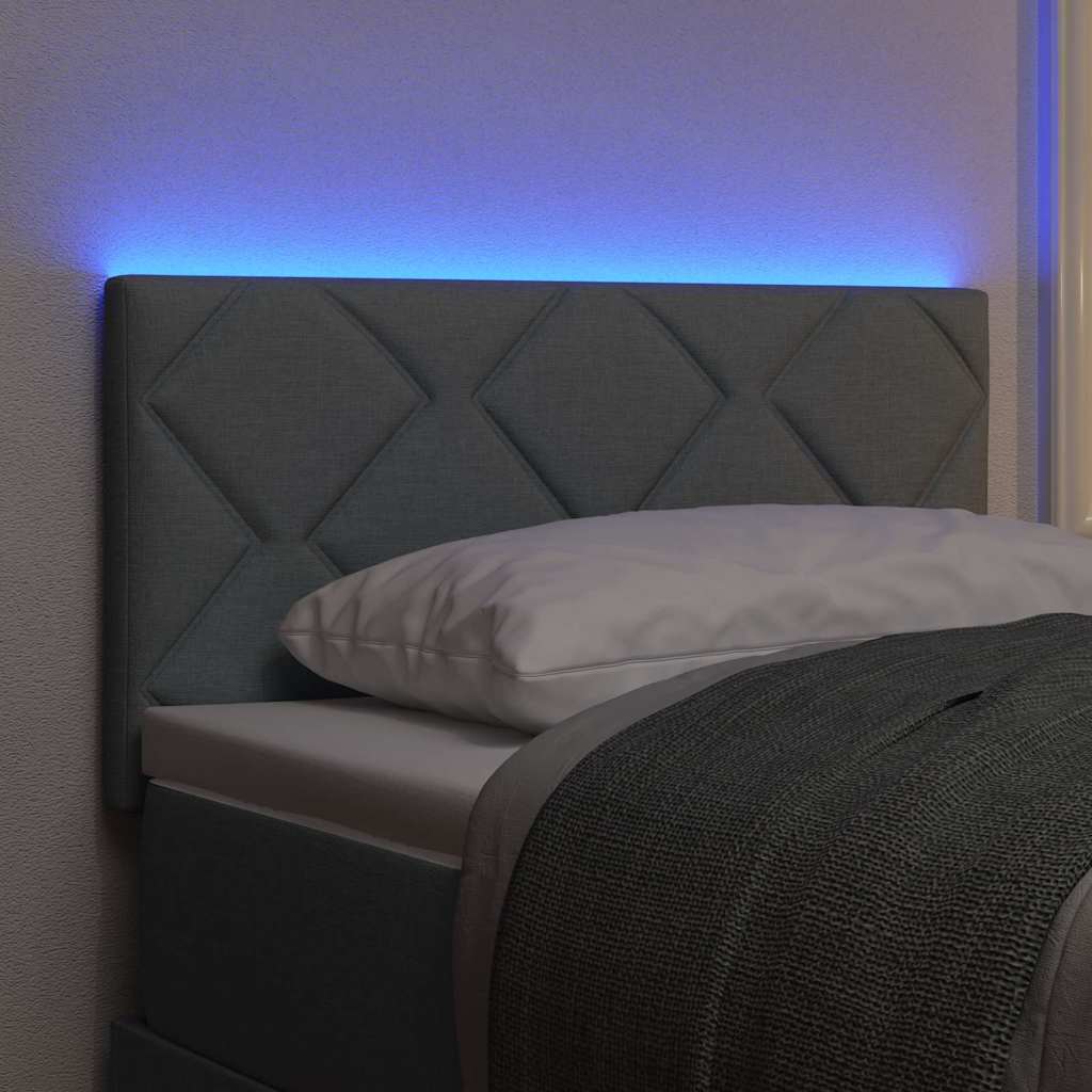 Hovedgærde Med Led -strimmellys Indstillelig Lysegrå 80 Cm Stof - Billede 5