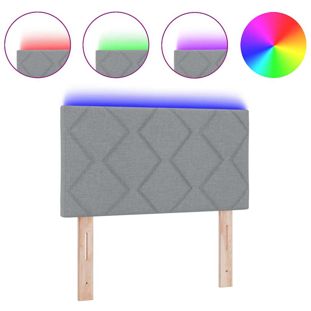 Hovedgærde Med Led -strimmellys Indstillelig Lysegrå 80 Cm Stof - Billede 3