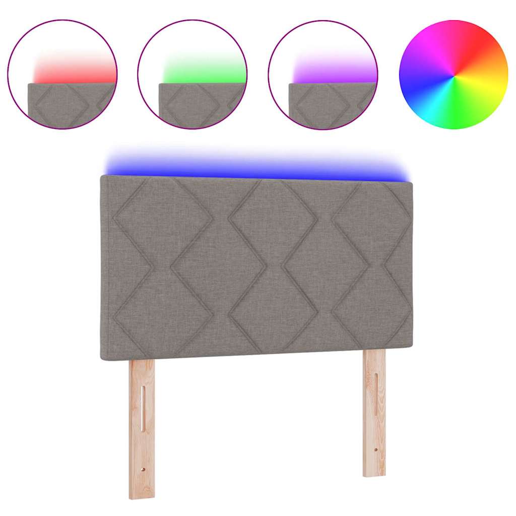 Hovedgærde Med Led -strimmellys Indstillelig Gråbrun 80 Cm Stof - Billede 3
