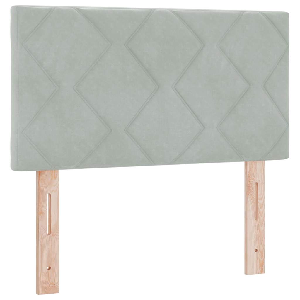 Led-sengegavl Med Led -strimmellys Lysegrå 80 Cm Fløjl - Billede 2