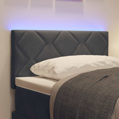 Led-sengegavl Med Led -strimmellys Mørkegrå 80 Cm Fløjl - Billede 5