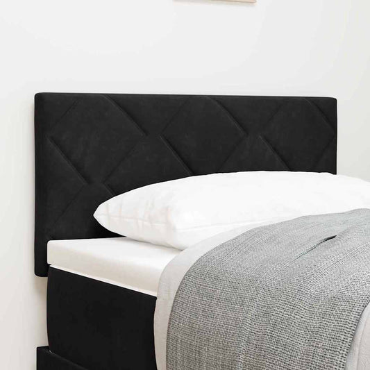 Led-sengegavl Med Led -strimmellys Geometrisk Sort 80 Cm Fløjl - Hovedbillede