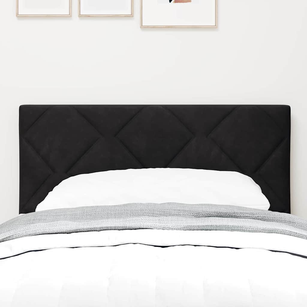 Led-sengegavl Med Led -strimmellys Geometrisk Sort 80 Cm Fløjl - Billede 4
