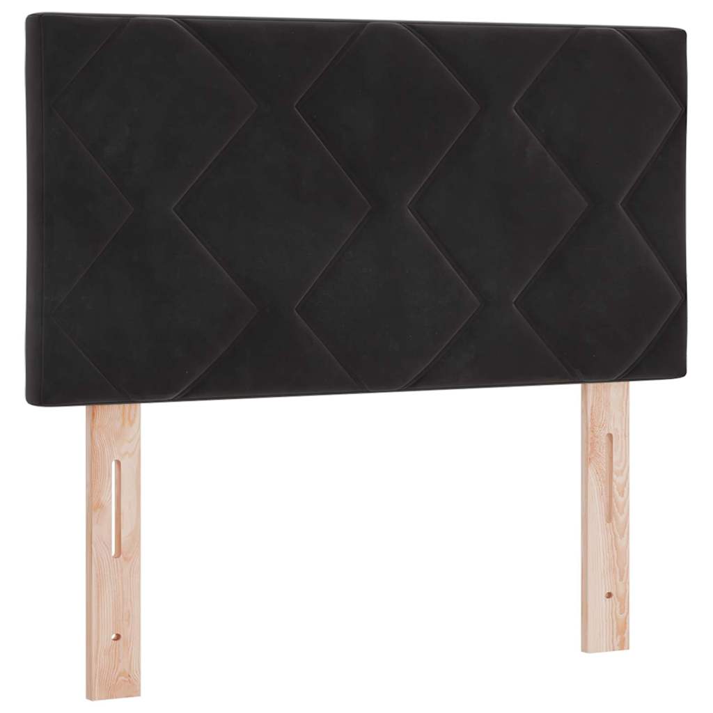 Led-sengegavl Med Led -strimmellys Geometrisk Sort 80 Cm Fløjl - Billede 2