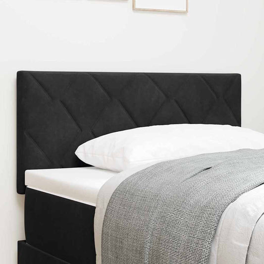 Led-sengegavl Med Led -strimmellys Geometric Sort 90 Cm Fløjl - Hovedbillede