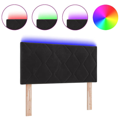 Led-sengegavl Med Led -strimmellys Geometric Sort 90 Cm Fløjl - Billede 3