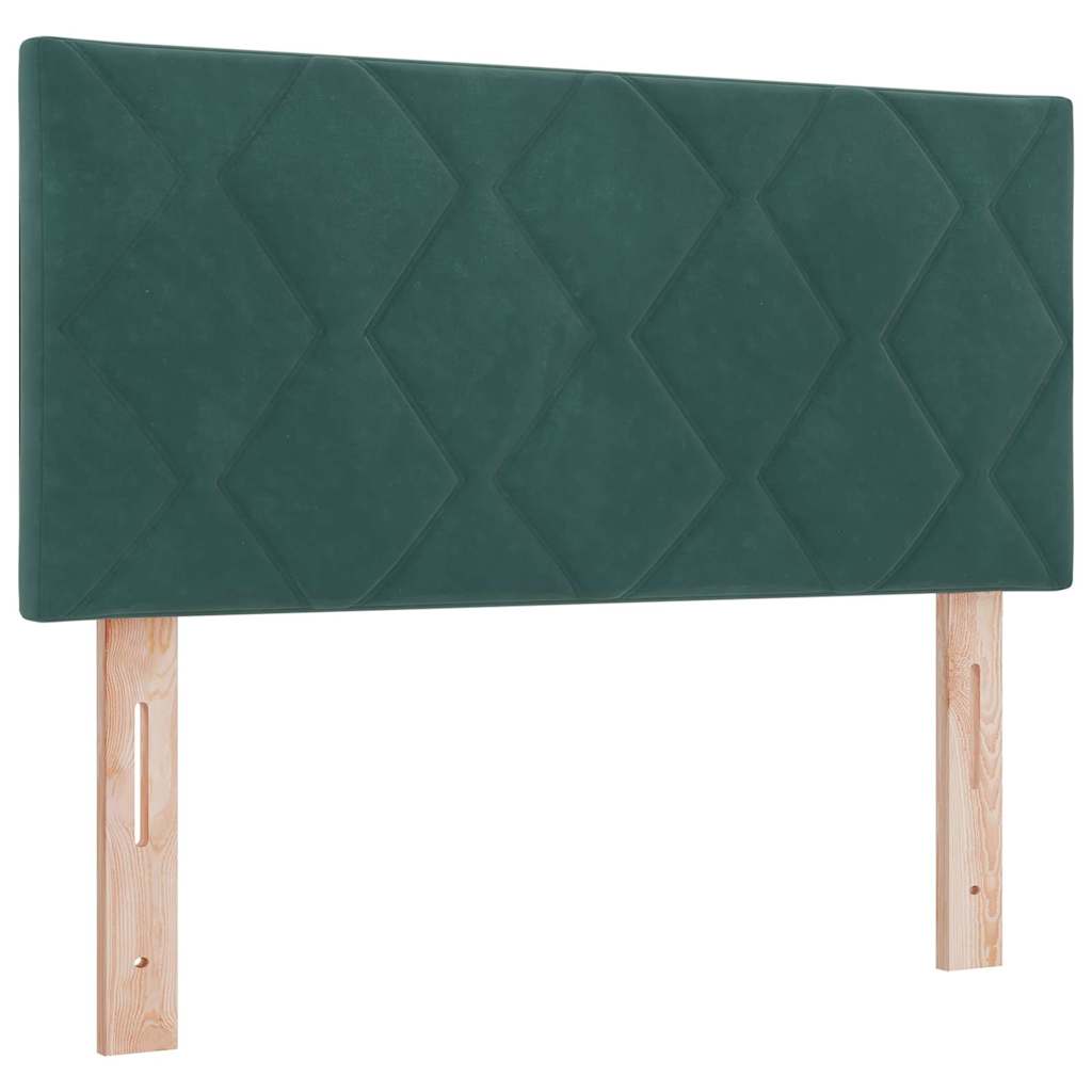 Led-sengegavl Med Led -strimmellys Mørkegrøn 90 Cm Fløjl - Billede 2