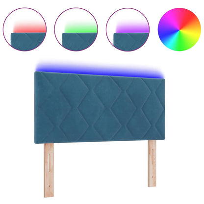 Led-sengegavl Med Led -strimmellys Mørkeblå 90 Cm Fløjl - Billede 3