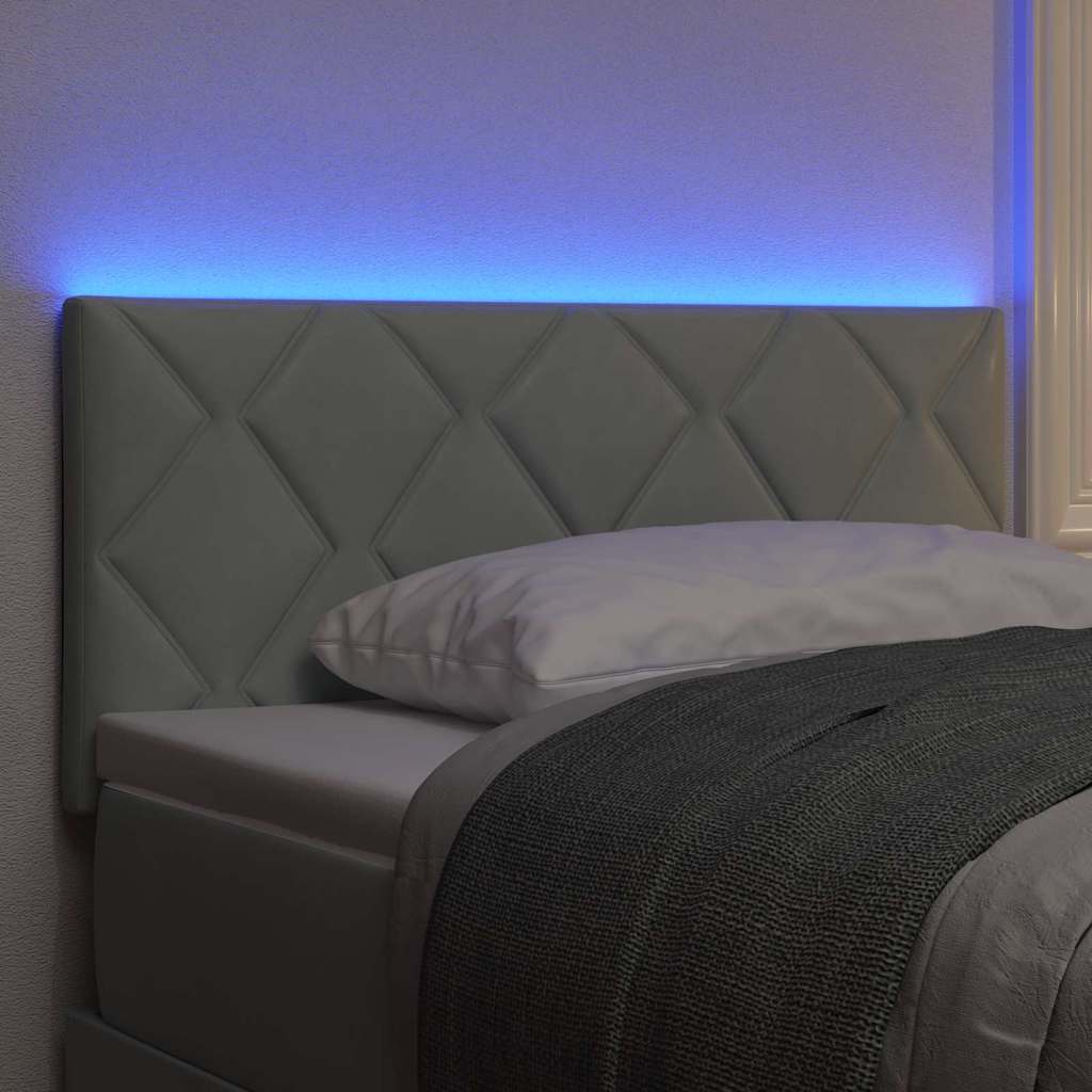 Led-sengegavl Med Led -strimmellys Lysegrå 100 Cm Fløjl - Billede 5