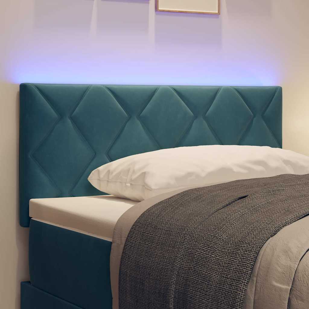 Led-sengegavl Med Led -strimmellys Mørkeblå 100 Cm Fløjl - Billede 4