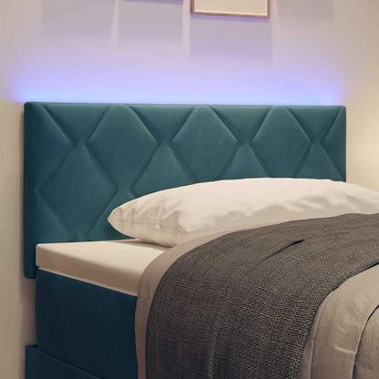 Led-sengegavl Med Led -strimmellys Mørkeblå 100 Cm Fløjl - Billede 4