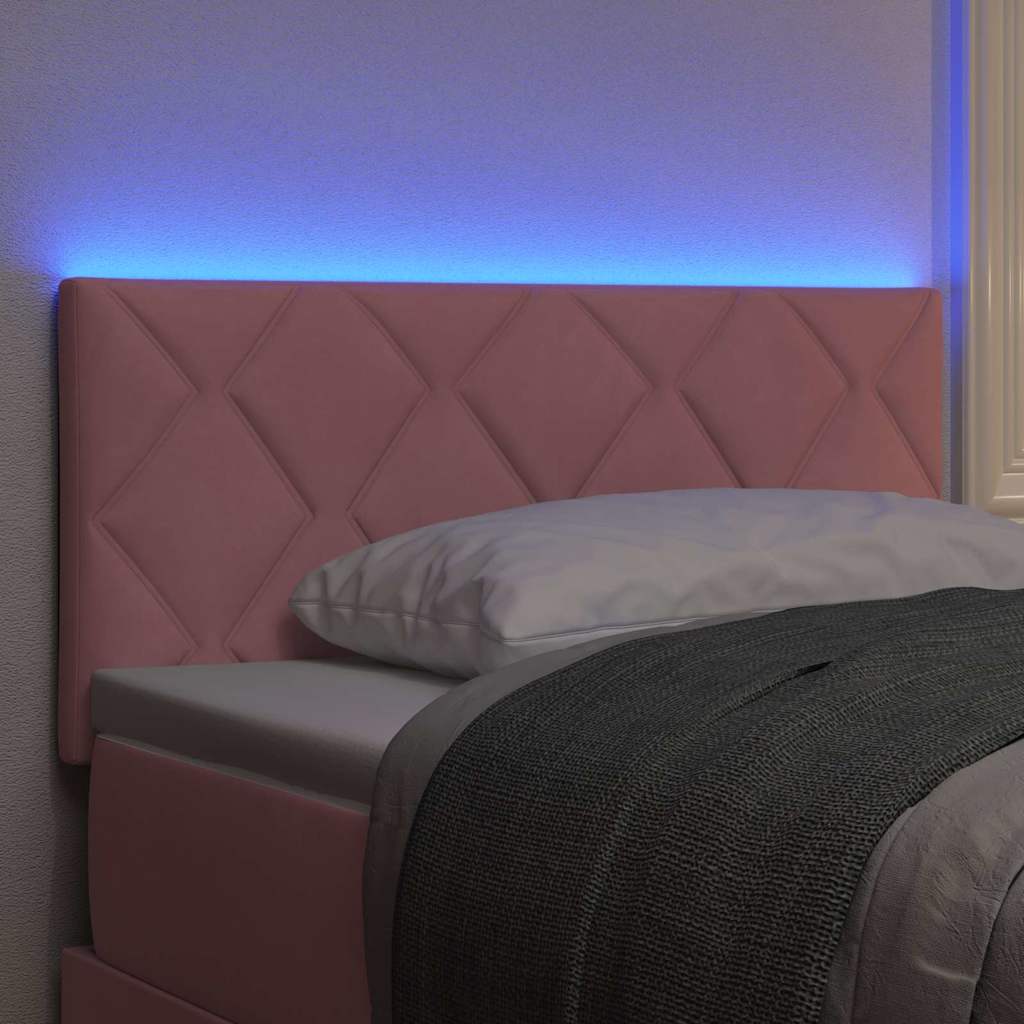 Led-sengegavl Med Led -strimmellys Lyserød 100 Cm Fløjl - Billede 5
