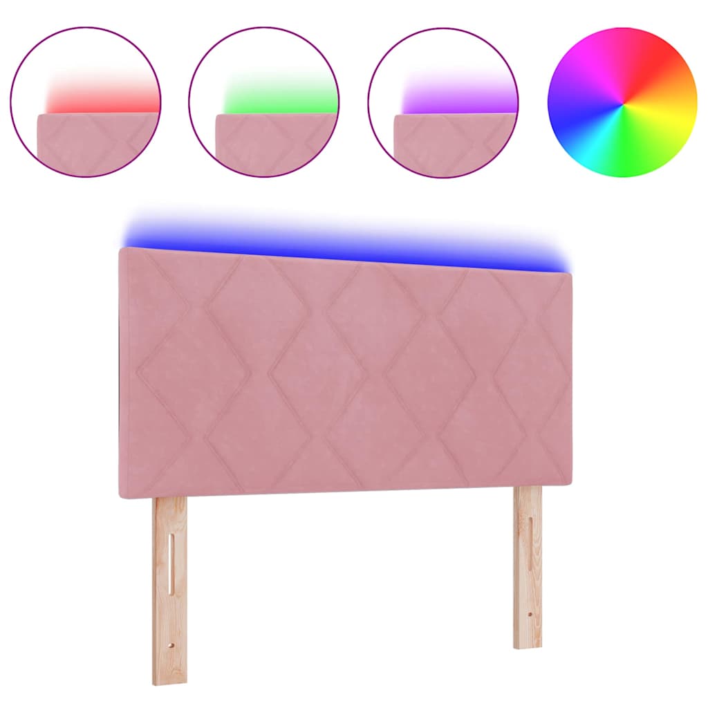 Led-sengegavl Med Led -strimmellys Lyserød 100 Cm Fløjl - Billede 3