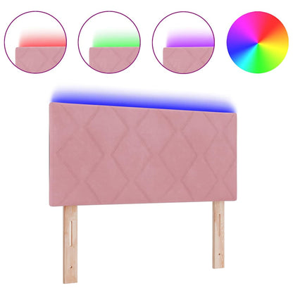 Led-sengegavl Med Led -strimmellys Lyserød 100 Cm Fløjl - Billede 3
