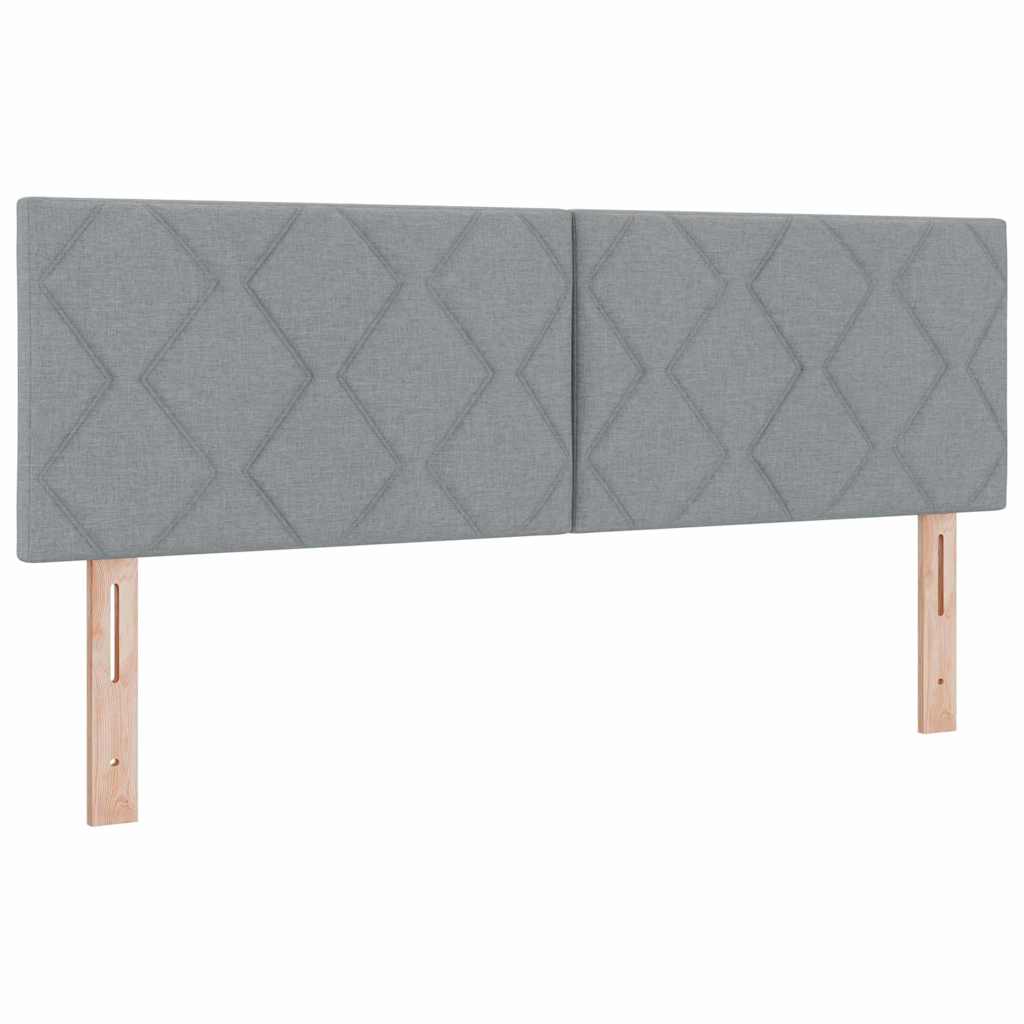 Hovedgærde Med Led -strimmellys Lysegrå 144 Cm Stof - Billede 2
