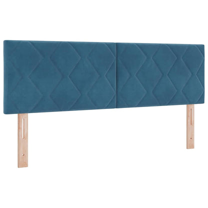 Led-sengegavl Med Led -strimmellys Mørkeblå 144 Cm Fløjl - Billede 2