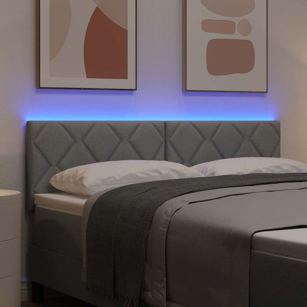 Hovedgærde Med Led -strimmellys Lysegrå 160 Cm Stof - Billede 5