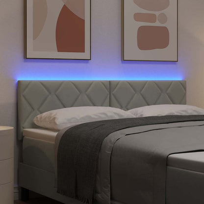 Led-sengegavl Med Led -strimmellys Lysegrå 160 Cm Fløjl - Billede 5