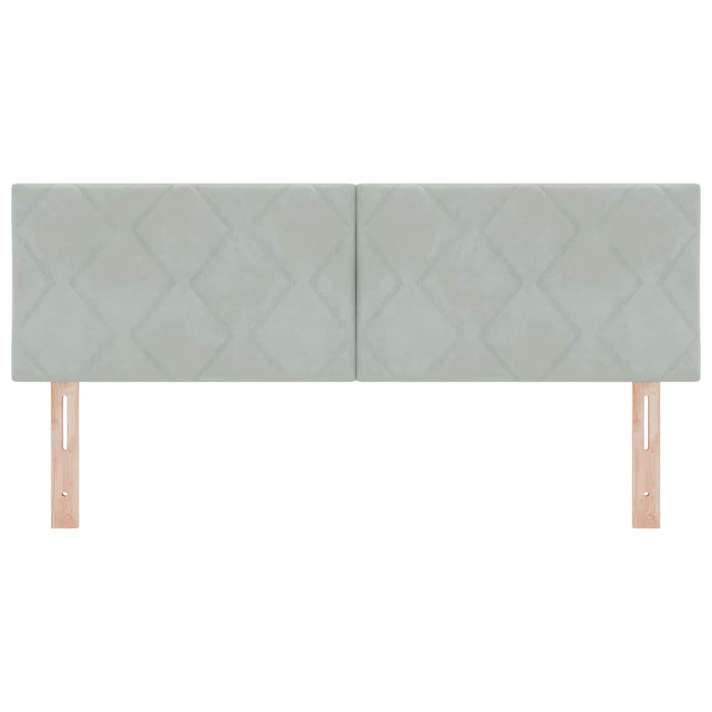 Led-sengegavl Med Led -strimmellys Lysegrå 160 Cm Fløjl - Billede 6
