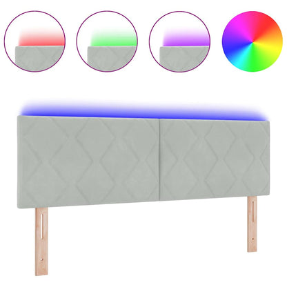 Led-sengegavl Med Led -strimmellys Lysegrå 160 Cm Fløjl - Billede 3