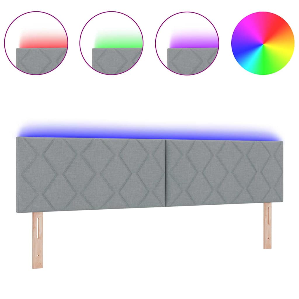 Hovedgærde Med Led -strimmellys Lysegrå 180 Cm Stof - Billede 3
