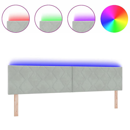 Led-sengegavl Med Led -strimmellys Lysegrå 200 Cm Fløjl - Billede 3