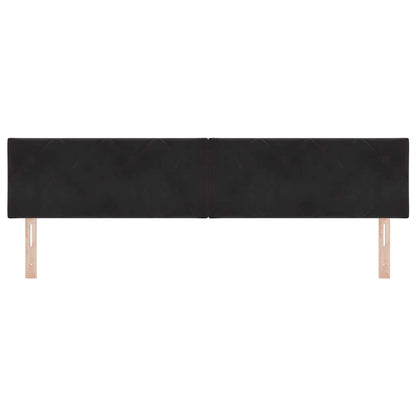 Led-sengegavl Med Led -strimmellys Geometrisk Sort 200 Cm Fløjl - Billede 6