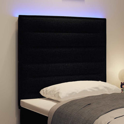 Led Sengegavl Med Led -strimmellys Vægmonteret Sort 100 Cm Stof - Billede 5