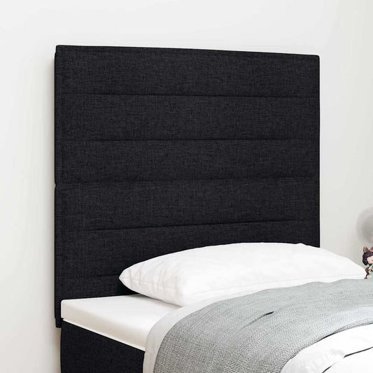 Led Sengegavl Med Led -strimmellys Vægmonteret Sort 100 Cm Stof - Hovedbillede