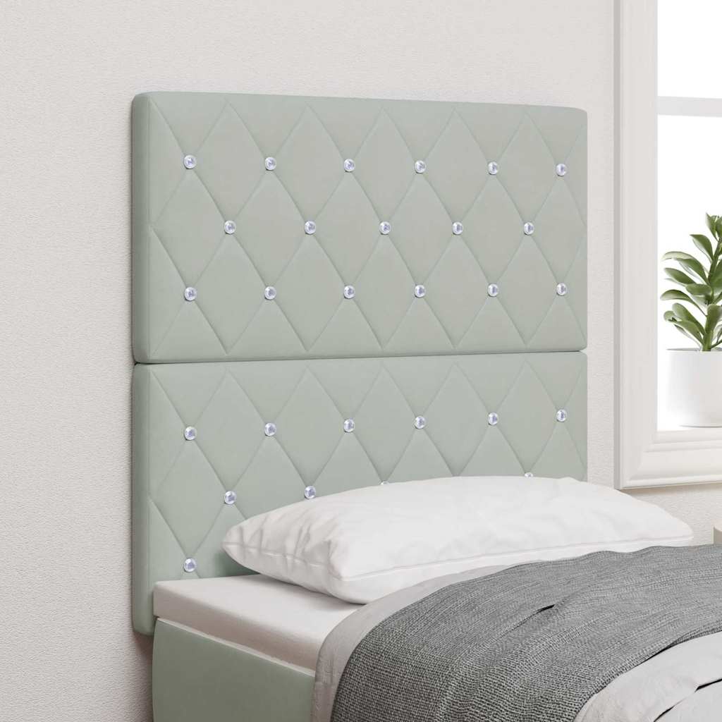 Led Sengegavl Med Led -strimmellys Argyle Lysegrå 80 Cm Fløjl - Hovedbillede